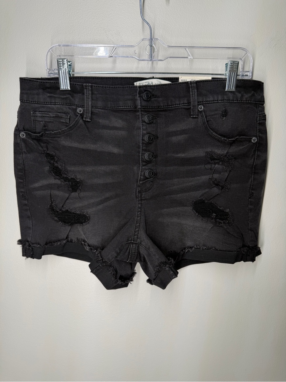 NEW Mudd Black Distressed Jean Shortsâ High Rise Frayed Grunge Goth Whimsigoth
